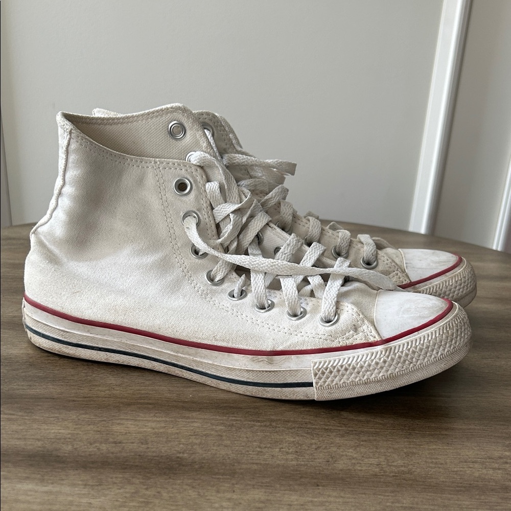White converse All Star hi top sneakers. Mens 6.5 Women’s 8.5